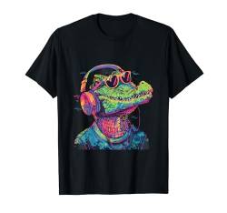 DJ Crocodile Alligator Lover Musik Kopfhörer Beatmaker EDM T-Shirt von Turntable DJ Music Animals