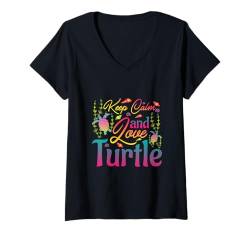 Damen Schildkröten Kunst Männer Frauen Kinder Schildkröte Meer Tier Lustige Schildkröte T-Shirt mit V-Ausschnitt von Turtle Clothing