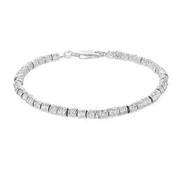 Tuscany Silver Damen Armband Sterling Silber Gehämmert Fass Perle 19cm/7.5zoll von Tuscany Silver