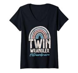 Damen Twin Wrangler Extraordinaire Twin Dad T-Shirt mit V-Ausschnitt von Twin Dad Gifts