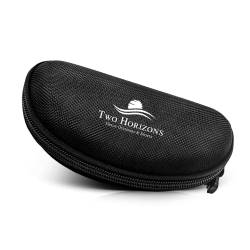 Two Horizons Brillenetui Hardcase – Samtweiches Innenfutter – Reißverschluss – Gürtelclip – Canvas Optik – Schutz für Sonnenbrillen, Sportbrillen, optische Brillen – Damen, Kinder, Herren von Two Horizons