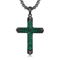 TwoAnts Halskette mit schwarzem Kreuz, 925er-Sterlingsilber, Malachit-Kreuz-Anhänger, Gothic-Schmuck, christliches Geschenk für Männer und Frauen, Sterlingsilber, Malachit, Sterling Silber, Malachit von TwoAnts