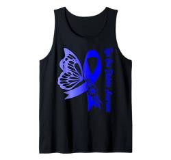 Typ One Diabetes Diabetiker T1D Blau Schleife Schmetterling Blumen Tank Top von Type 1 Diabetes Awareness Products T1D (Lwaka)