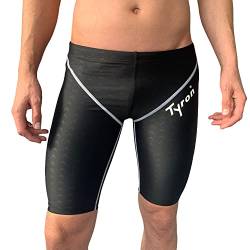 Tyron Speed Line Jammer (schwarz/weiße Naht - S) | | Badehose für Herren & Jungen | Schwimm Training und Wettkampf | Jammer | Tight | knielange Sch von Tyron