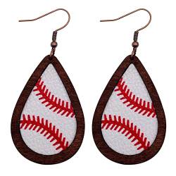 12 G Ohrringe Olive Baseball Volleyball Holz Ohrringe Sport Ohrschmuck Geschenk (C, One Size) von Tyuffghet