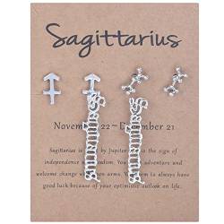 Geburtssteinohrringe Für Exquisite Konstellation Drei 12 Zodiacs Of Birthday Jewelry Pairs Letter Old-English Gift Constellation Sign Layer Ohrringe (I, One Size) von Tyuffghet