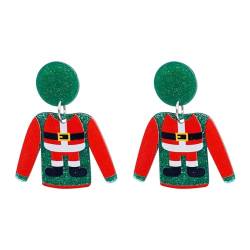 Scharnier Creolen roter Pullover, Acrylohrringe, Pinguin-Weihnachtsmann-Ohrringe (C, One Size) von Tyuffghet