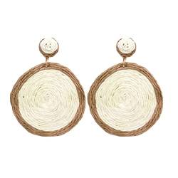 Schmuck Ohrringe Set Damen-Handgemachte Ohrringe Geflochtenes Rattan-Bast-Ohrringe Sommer-Strand-Accessoires Geschenke (Beige, One Size) von Tyuffghet