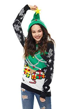 U LOOK UGLY TODAY Hässlicher Weihnachtspullover, Unisex Lustiger Chunky Fair Isle Gestrickter Festlicher Pullover für Party A Season's Star is Born XL von U LOOK UGLY TODAY