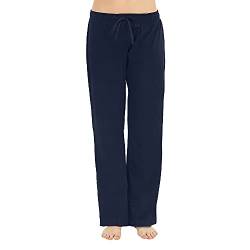 U2SKIIN Pyjamahose Damen lang 100% Baumwolle, Schlafhose Damen Schlafanzughose lang Pyjama Hose Schlafanzug Hose Freizeithose Haushose (Navy, S) von U2SKIIN