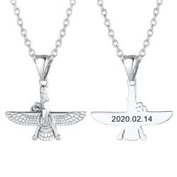 U7 Anhänger für Herren Kette mit Faravahar Anhänger Männer Halskette Edelstahl Zoroastrismus Kette Gravur Farohar Faravahar Forouhar Anhänger mit Rolokette Iranische Persische Modeschmuck für Frauen von U7