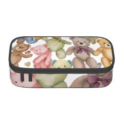 UENFFKDAP Colorful Bears Federmäppchen mit großem Fassungsvermögen, Schüler-Federmäppchen, Kosmetiktasche mit Reißverschluss, geeignet für Schulen und Büros, Unisex, Schwarz , Einheitsgröße, von UENFFKDAP