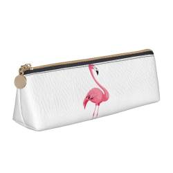 UENFFKDAP Flamingo Leder Federmäppchen Schüler Federmäppchen Reißverschluss Federmäppchen Kosmetiktasche Geeignet für Schulen und Büros, Unisex, weiß, Einheitsgröße, Kosmetiktasche von UENFFKDAP