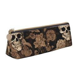 UENFFKDAP Gothic Wallpaper Skull Leder Federmäppchen Schüler Federmäppchen Reißverschluss Federmäppchen Kosmetiktasche Geeignet für Schulen und Büros, Unisex, weiß, Einheitsgröße, Kosmetiktasche von UENFFKDAP