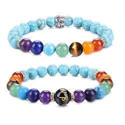 UEUC Chakra-Armbänder für Frauen, Yoga 7 Chakra-Kristalle, Edelstein-Armband, 8 mm Kristall-Meditations-Energieausgleichsarmbänder(#25) von UEUC