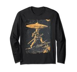 Mittelalterliche Ritter Invasion außerirdische Retro-Sci Fi Langarmshirt von UFO Fliegende Untertasse Alien Geschenk