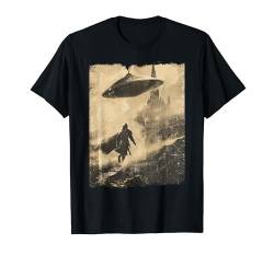 Mittelalterliche Ritter Invasion außerirdische Retro-Sci Fi T-Shirt von UFO Fliegende Untertasse Alien Geschenk