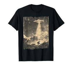 Mittelalterliche Ritter Invasion außerirdische Retro-Sci Fi T-Shirt von UFO Fliegende Untertasse Alien Geschenk