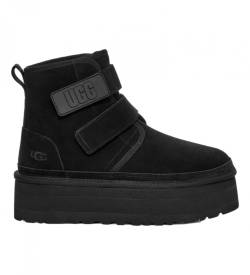 UGG für Damen. 1130554 Lederstiefel W Neumel Platform schwarz (41), 3 bis 5 cm, Klettverschluss, Lässig von UGG