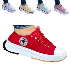 UGIF Neue Womens Canvas-Trainer, 2022 Segeltuchschuhe Damenmode Trainer, 2022 Canvas Shoes Women Fashion Trainers, Freizeitschuhe Sneaker Sommerschuhe, rutschfeste Damenschuhe, Rot, 42 EU von UGIF