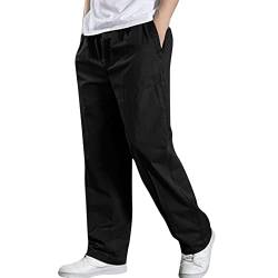 UHouse Herren Hose Cargo Hose Freizeit Sommerhose Baumwolle Casual Cargo Hosen Gutschein Teenager Jogginghosen Einfarbig Angelhose Weiße Arbeitshose Stretch Hose Prime Schwarz 6XL von UHouse