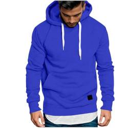 UHouse Hoodie Herren Pullover mit Kapuze Basic Kapuzenpullover Herbst Langarmshirt Sport Sweatshirt Leichte Sweatjacke Große Größen Kapuzenpulli Hoody Männer Angebote des Tages Heute Blau L von UHouse