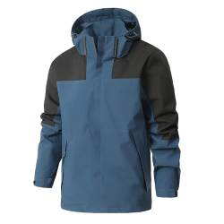 UHouse Regenjacke Herren Wasserdicht Softshelljacke Ultraleichte Jacke Freizeit Herren-Jacken Oversized Kapuzenjacke Outdoor Wanderjacke Sport Funktionsjacke Blitzangebote Des Tages Blau 3XL von UHouse