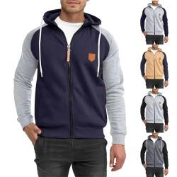 UHouse Sweatjacke Herren Jacke Leichte Hoodie mit Reißverschluss Sport Kapuzenjacke Angebote Zip Kapuzenpullover Herbst Trainingsjacke Outdoor Sportjacke mit Kapuze Blitzangebote Des Tages Marineblau von UHouse