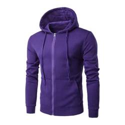 UHouse Sweatjacke Herren mit Kapuze Freizeit Hoodie mit Reißverschluss Sport Kapuzenjacke Angebote Lässig Y2k Kapuzenpullover Slim Fit Kaputzensweatjacke Bequeme Sportjacke Meine Bestellungen Lila L von UHouse