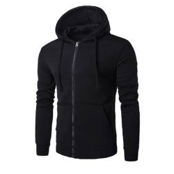 UHouse Sweatjacke Herren mit Kapuze Freizeit Hoodie mit Reißverschluss Sport Kapuzenjacke Lässig Y2k Kapuzenpullover Slim Fit Kaputzensweatjacke Bequeme Sportjacke Blitzangebote des Tages Schwarz M von UHouse