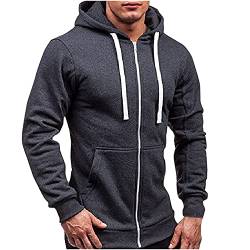 UHouse Sweatjacke Herren mit Kapuze Freizeit Hoodie mit Reißverschluss Sport Kapuzenjacke Lässig Y2k Kapuzenpullover Slim Fit Kaputzensweatjacke Bequeme Sportjacke Warehouse Deal Dunkelgrau XXL von UHouse