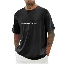 UHouse T-shirts für Herren Oversized Sommer Tshirt Los Angeles Oberteile Loose Fit T Shirt Sale Männer Casual Mode Motiv Bekleidung Junge Tee Shirts Streetwear Baumwolle Tops Angebote Schwarz XL von UHouse