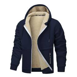 UHouse Winterjacke Herren Warm Sweatjacke Fleece Kapuzenjacke Gefüttert Winter Kapuzenpullover Jacke mit Kapuze Outdoor Zipper Hoodie Bequeme Herren-Jacken Lässig Warehouse Deal Marineblau M von UHouse