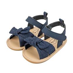 UIFLQXX Kleinkindschuhe für Mädchen, offene Zehen, Schleife, Lauflernschuhe, Sommer, Kleinkind, flache Sandalen, athletische Sandalen für Jungen (Dunkelblau, Größe 46) von UIFLQXX