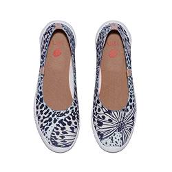 UIN Damen Ballerinas Flacher Kunst Gemalt Ballet Flat Schuhe Slip On Lässig Loafer Leichte Komfort Reisen Wanderschuhe Menorca Ⅲ Leopard Butterfly (38) von UIN