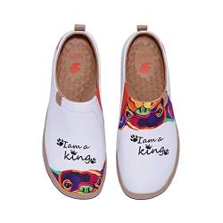 UIN Damen Slip Ons Leichtgewicht Lässige Loafer Wanderschuhe Bequem Kunstgemalte Reiseschuhe Toledo Ⅰ I Am The King (39) von UIN