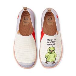 UIN Damen Slip Ons Schuhe Kunst Gemalt Loafer Lässige Wanderschuhe Leichtgewicht Bequeme kunstbemalte Reiseschuhe Toledo I - Angry Chicken (41) von UIN