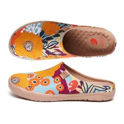 UIN Marigolds Malaga Slipper Damen Hausschuhe Lässige Wanderschuhe Leicht Loafer Schuhe Bemalter Reiseschuh Slip On Schuhe Canvas Pink(35.5) von UIN