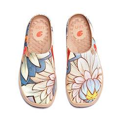 UIN Nelumbo Slipper Damen Lotus Hausschuhe Painted Slip On Schuhe Lässiger Meerjungfrau Fashional Sneaker Reiseschuhe Segelschuhe Canvas Blau（42） von UIN