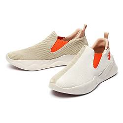 UIN Off-white Brown Mijas II Damen Painted Sneaker Laufschuhe Slip On Schuhe Outdoor Schuhe Atmungsaktiv Leichtgewicht Sportschuhe Gestrickt(38.5) von UIN