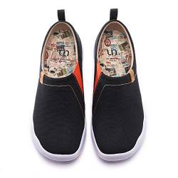 UIN Toledo Black Herren Bequeme Reiseturnschuhe Mode gemalte Wanderschuhe Slip On Schuhe Canvas Schwarz（41） von UIN