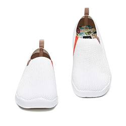 UIN Toledo Knitted Bright White Damen Painted Slip On Schuhe Lässiger Reiseschuhe Segelschuhe Leicht Loafer Schuhe Gestrickt（41） von UIN