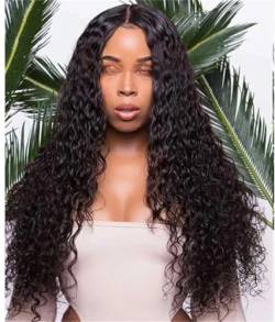 Wellenförmige Spitze Front Echthaar Perücken Für Frauen Transparente Spitze Frontal Perücke Vorgezupfte Leimlose Perücken 200% 36Inch#13X4 HD Lace Wig von UIOKLMJH