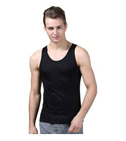 UK_Stone Herren Unterhemd Ärmellos Rein Seide Rundhals T-Shirts Tank Tops von UK_Stone