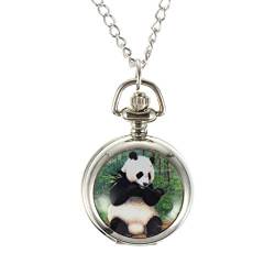 UKCOCO Geschenke Für Jungen Taschenuhren Sü?e Panda FOB Uhren mit Kettenlegierung Halskette Nette Silber Uhr Quarz Taschenuhren Dekoration Praktisches Geschenk für Kinder Jungen M?dchen von UKCOCO