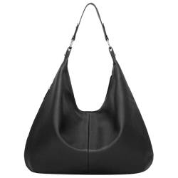 UKETO Hobo-Tasche für Damen mit Reißverschluss, Schultertasche, PU-Leder, mehrere Taschen, lässige Tasche, halbmondförmige Tasche für Arbeit, Reisen (schwarz) von UKETO