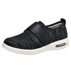 UKUBOXBAG Verstellbare Diabetikerschuhe Slip-On Ödemschuhe Wide Fit Große Größe Arthritis Geschwollene Füße Schuhe Für Männer Frauen,Black grey,40 EU von UKUBOXBAG