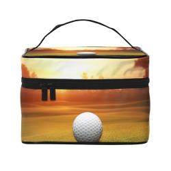 Make-up-Tasche für Damen, Motiv: Golf Sport bei Sonnenuntergang, tragbar, Reise-Kosmetiktasche, Make-up-Organizer, Kosmetiktasche mit Innentasche und Griff, Schwarz , Einheitsgröße, Kosmetiktasche von ULKMFFCF