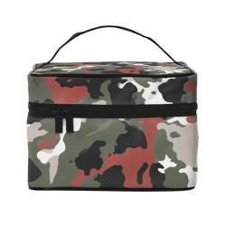 Make-up-Tasche mit Camouflage-Druck, tragbare Reise-Kosmetiktasche, Make-up-Organizer, Kosmetiktasche mit Innentasche und Griff, Schwarz , Einheitsgröße, Kosmetiktasche von ULKMFFCF