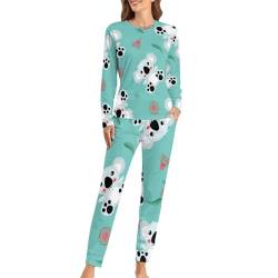 UMENG Cartoon-Koala Damen Schlafanzug Lange Pyjama Set Zweiteiliger Nachtwäsche Langarm Hausanzug Sleepwear von UMENG